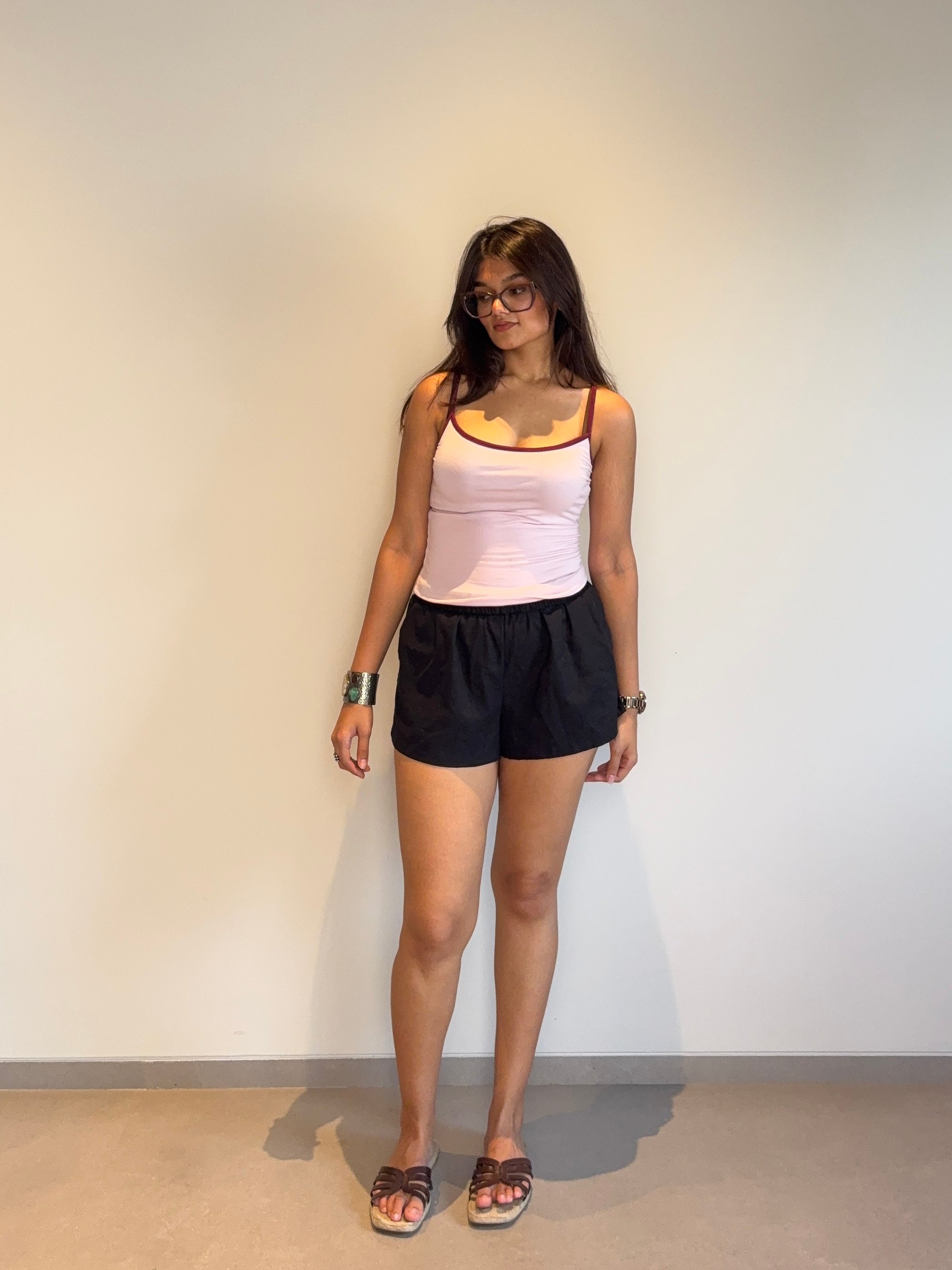 Black Linen Shorts