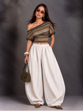 Mishri - White High Rise Barrel Pants