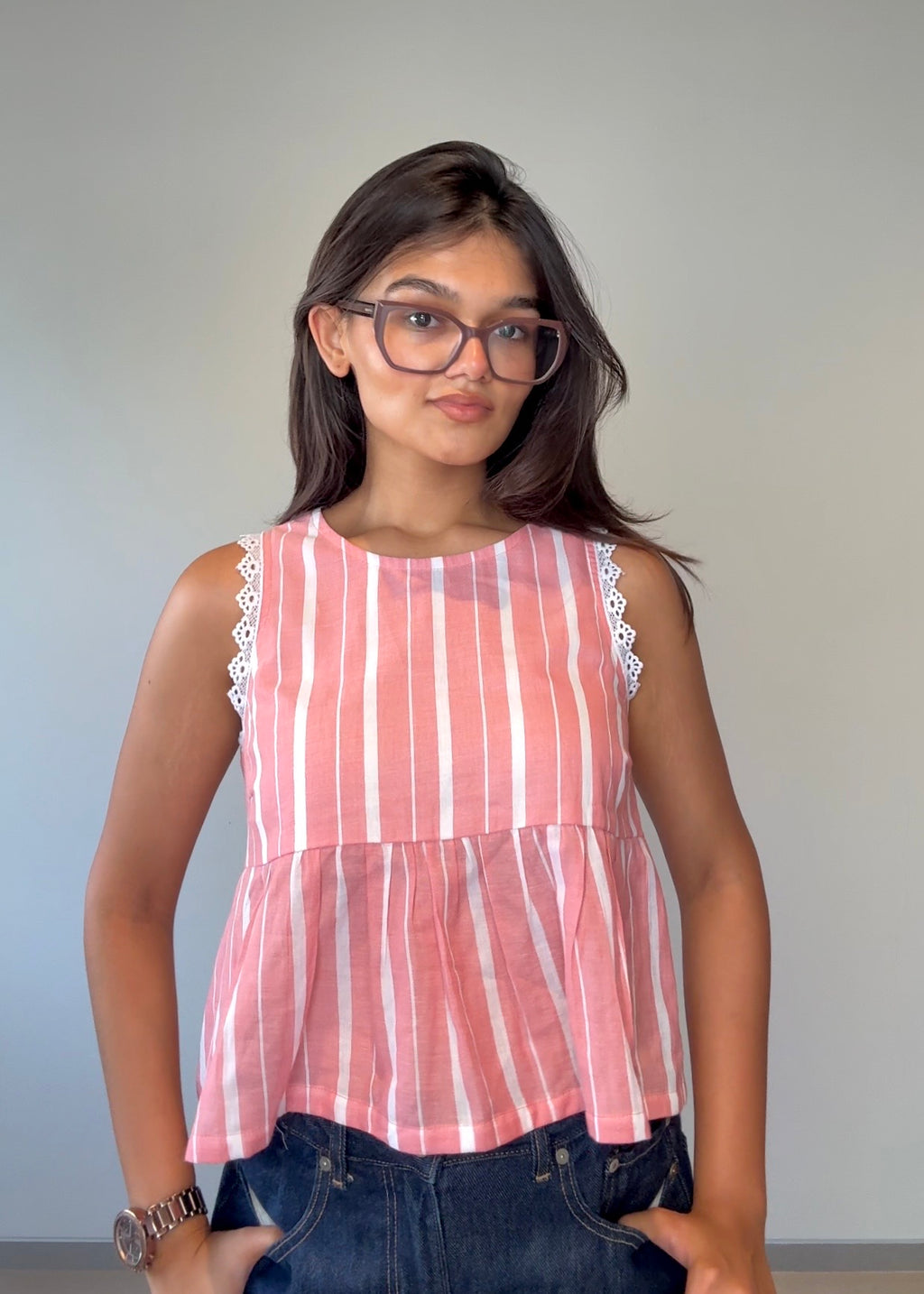 Pink Striped Top