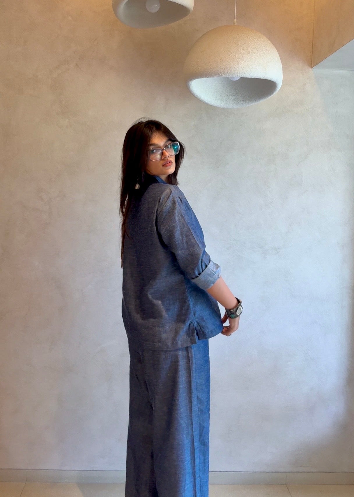 Denim Effect Linen Top