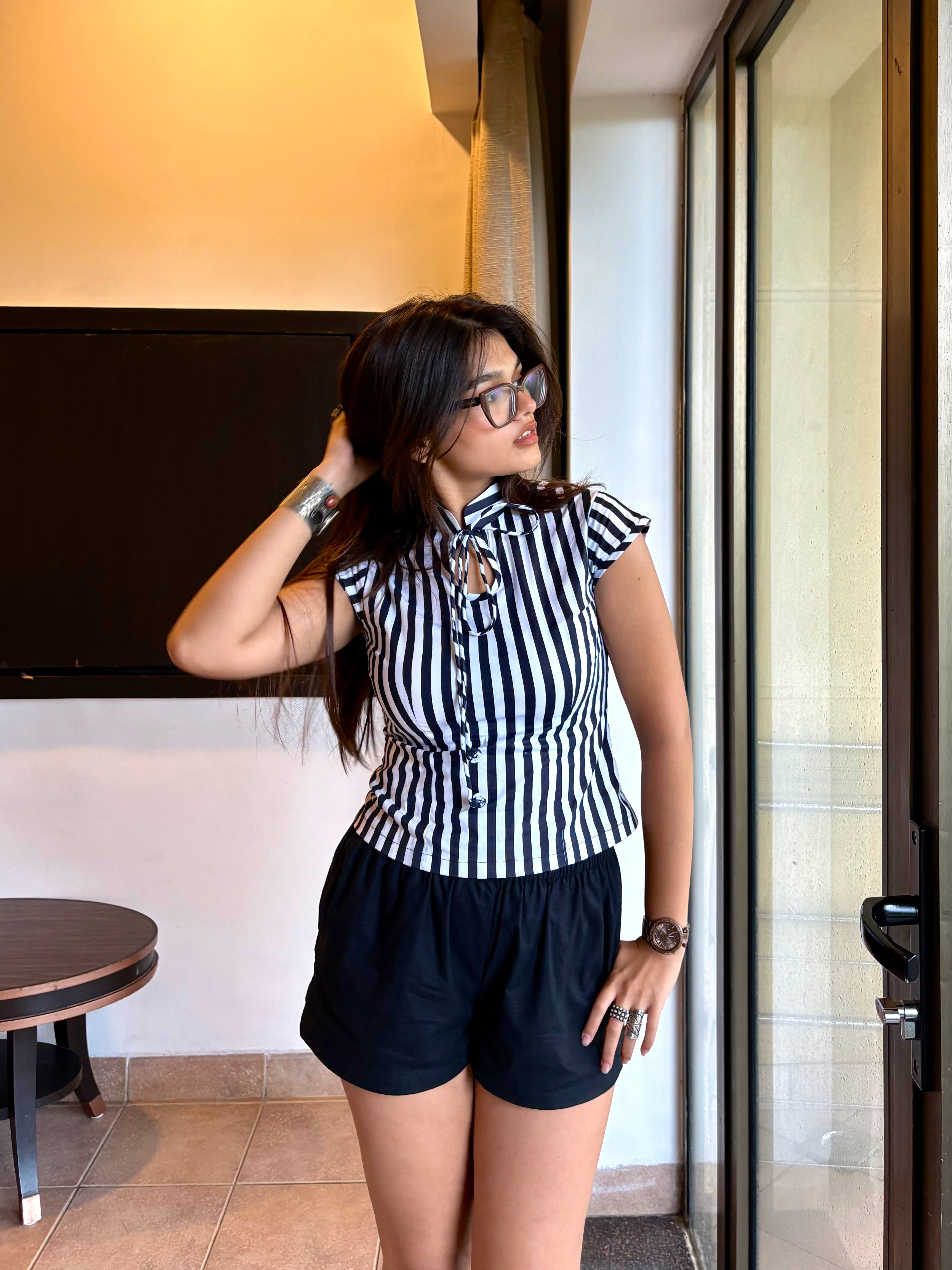 Kaya -Black Linen Shorts
