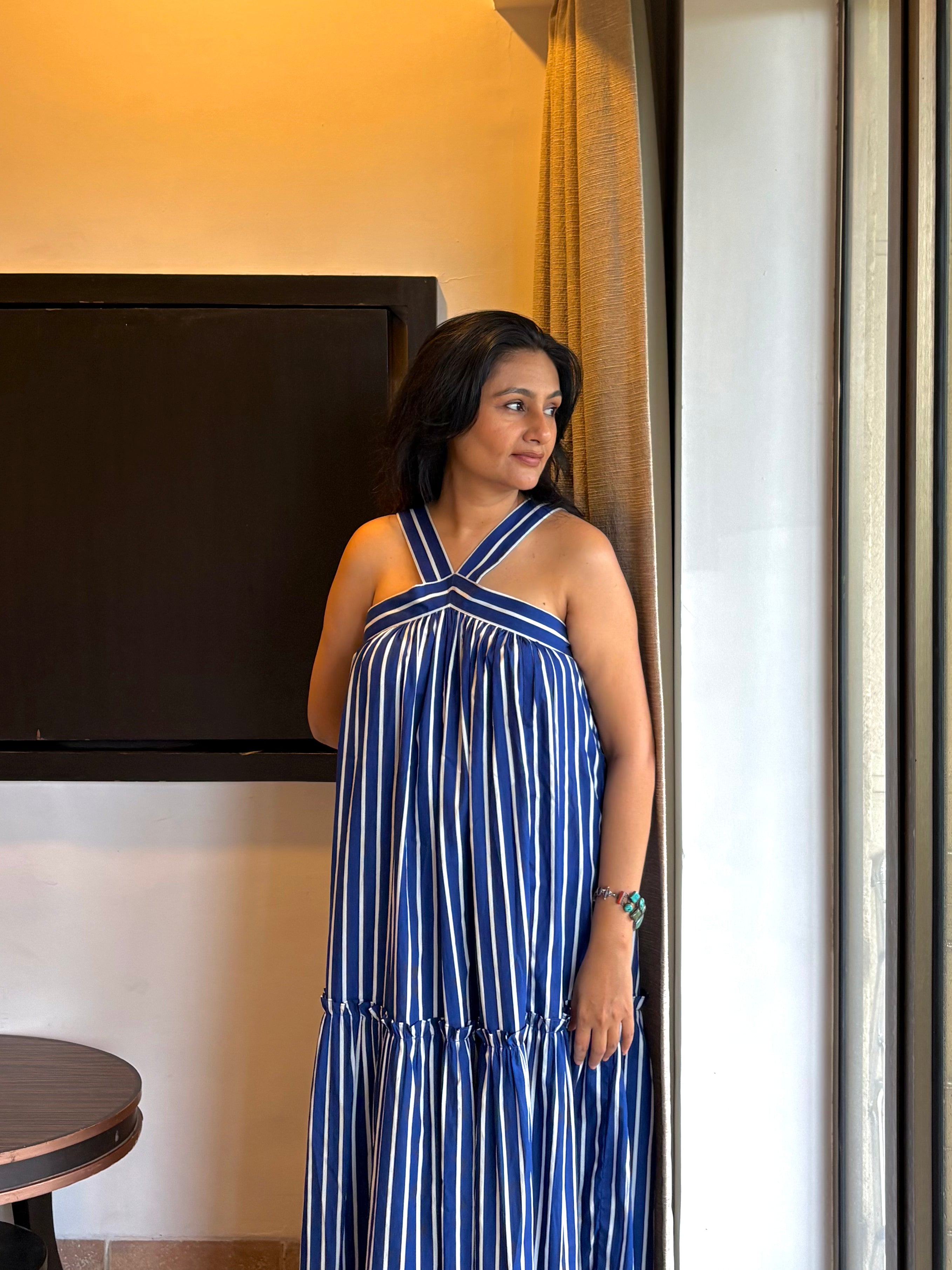 Megha - Blue Striped Dress