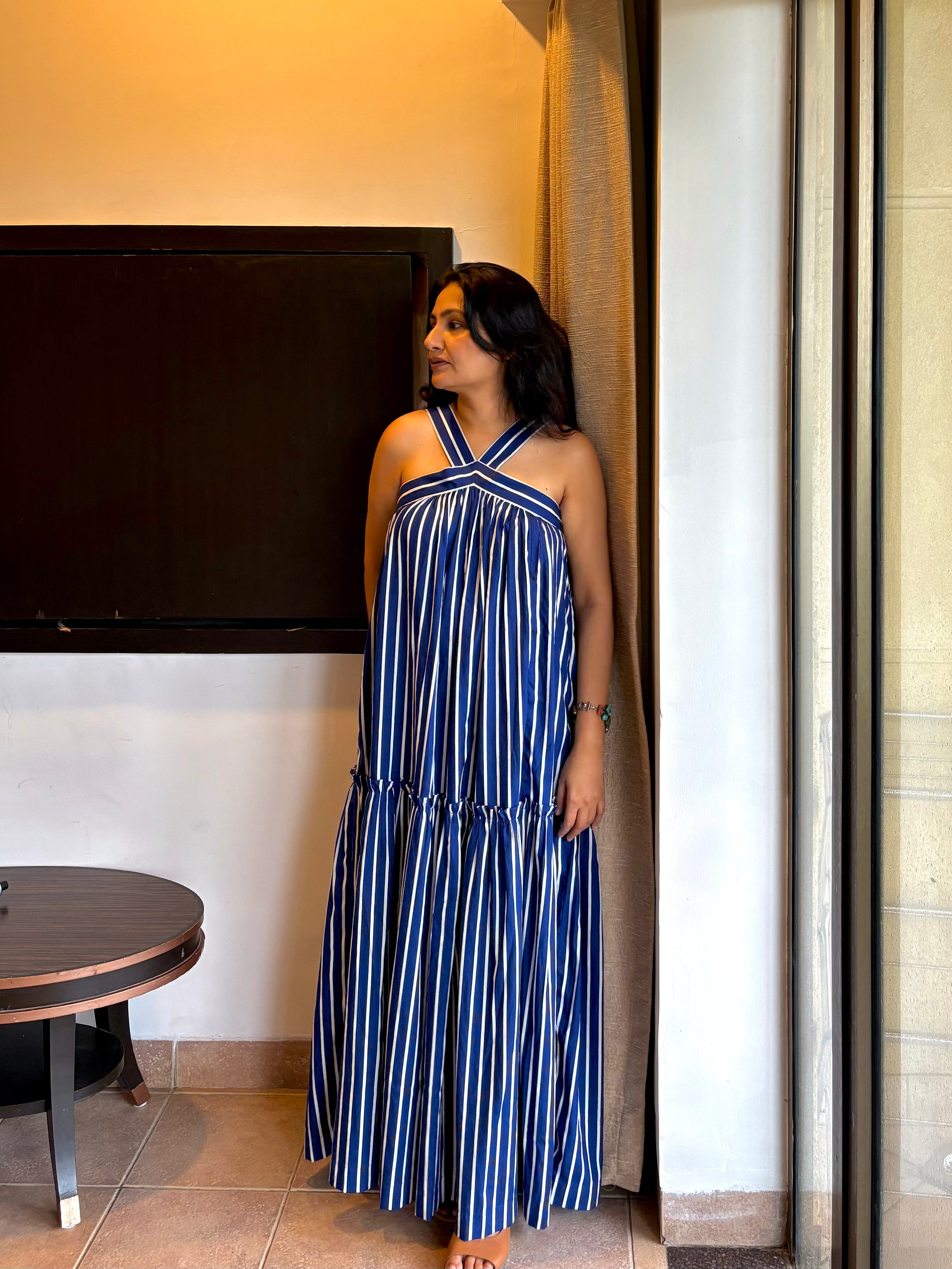 Megha - Blue Striped Dress