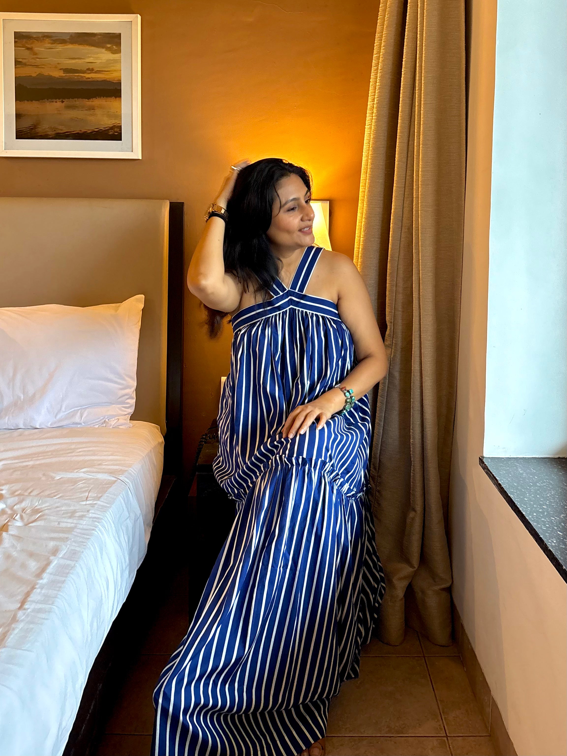 Megha - Blue Striped Dress