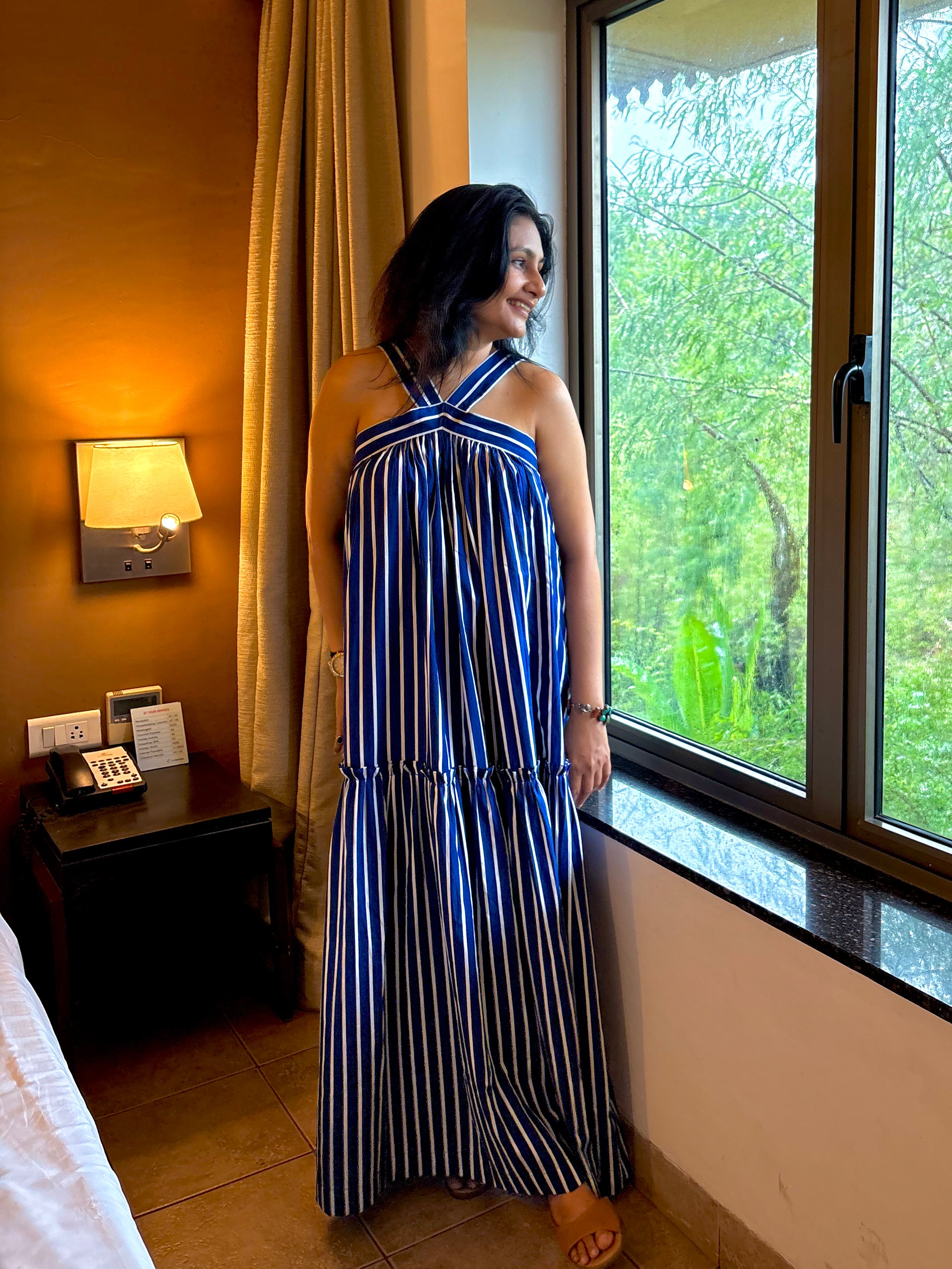 Megha - Blue Striped Dress