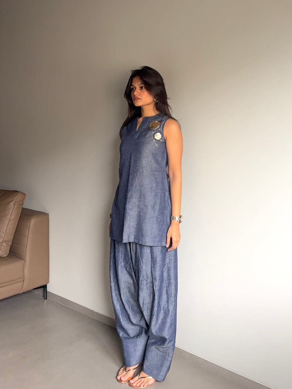Neelima- Farshi Salwar Set with Gota Patti Detailing