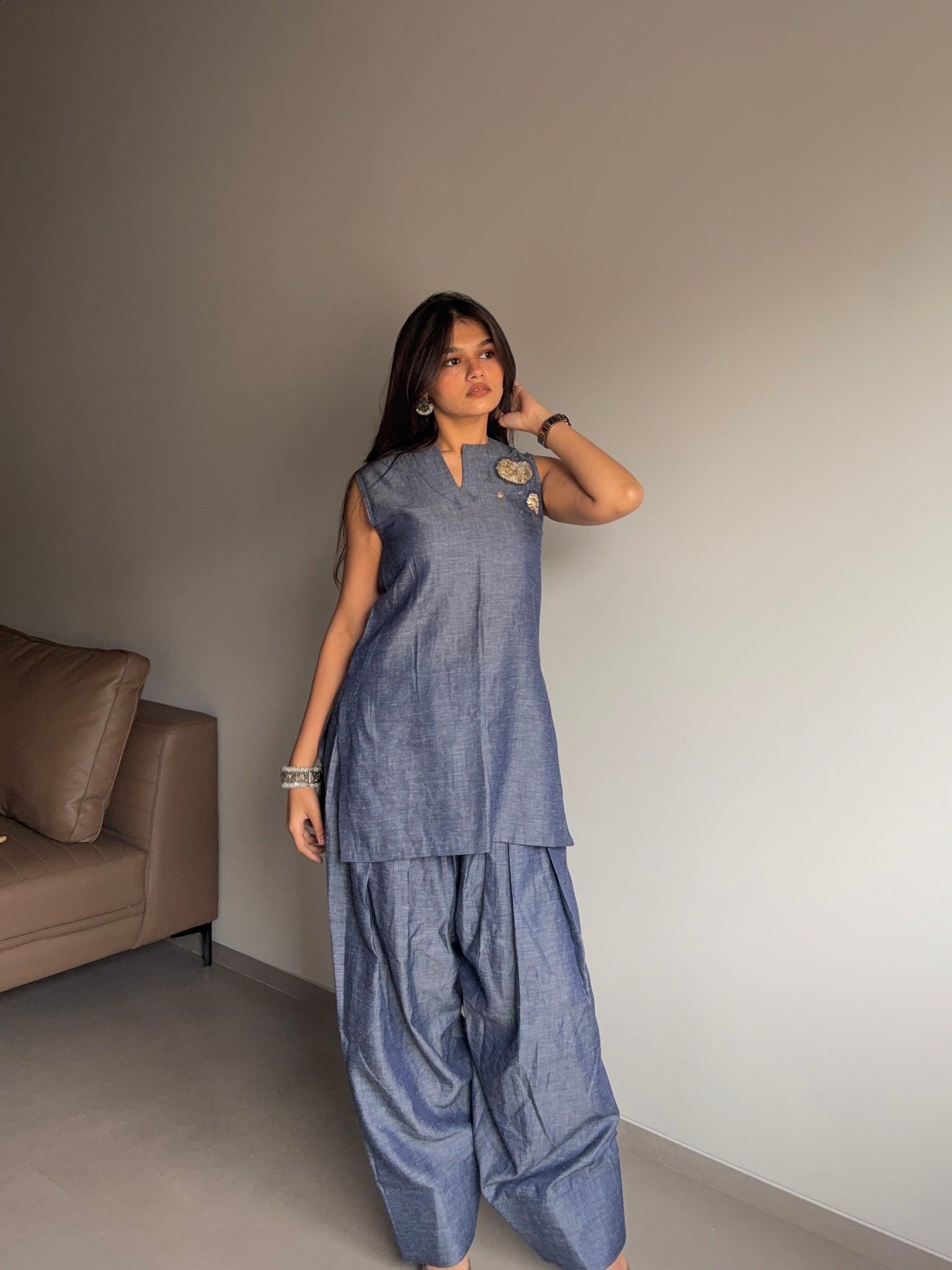 Neelima- Farshi Salwar Set with Gota Patti Detailing