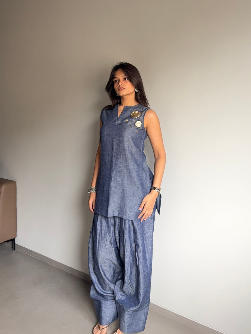 Neelima- Farshi Salwar Set with Gota Patti Detailing