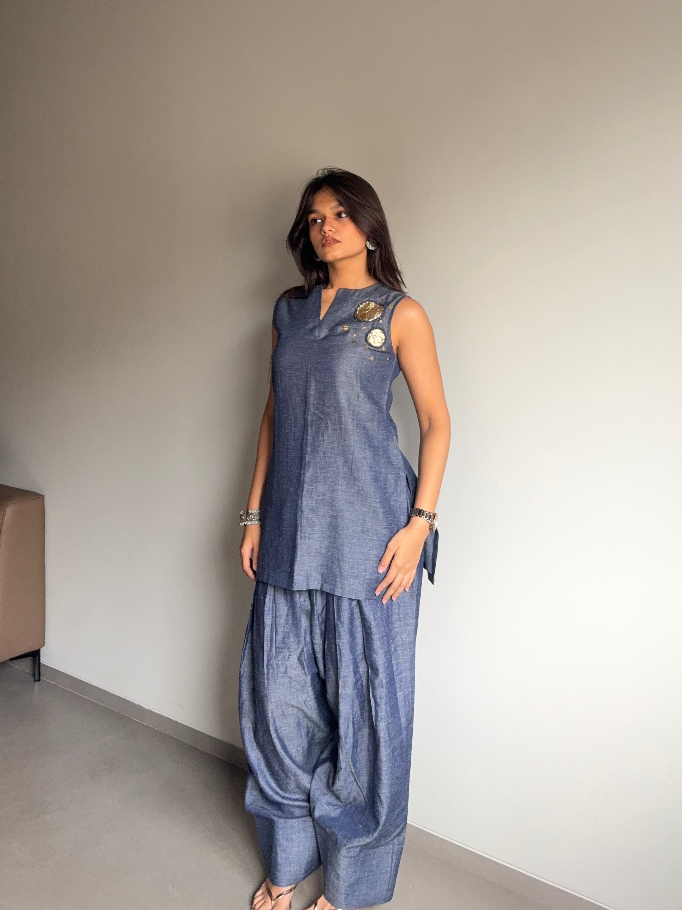 Neelima- Farshi Salwar Set with Gota Patti Detailing