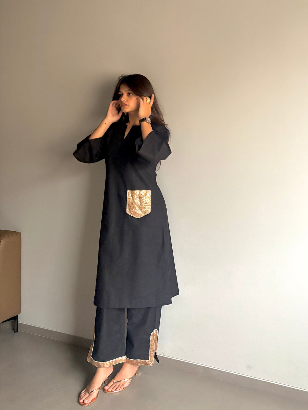 Kanak - Black Kurta Set with Gota Patti Detailing