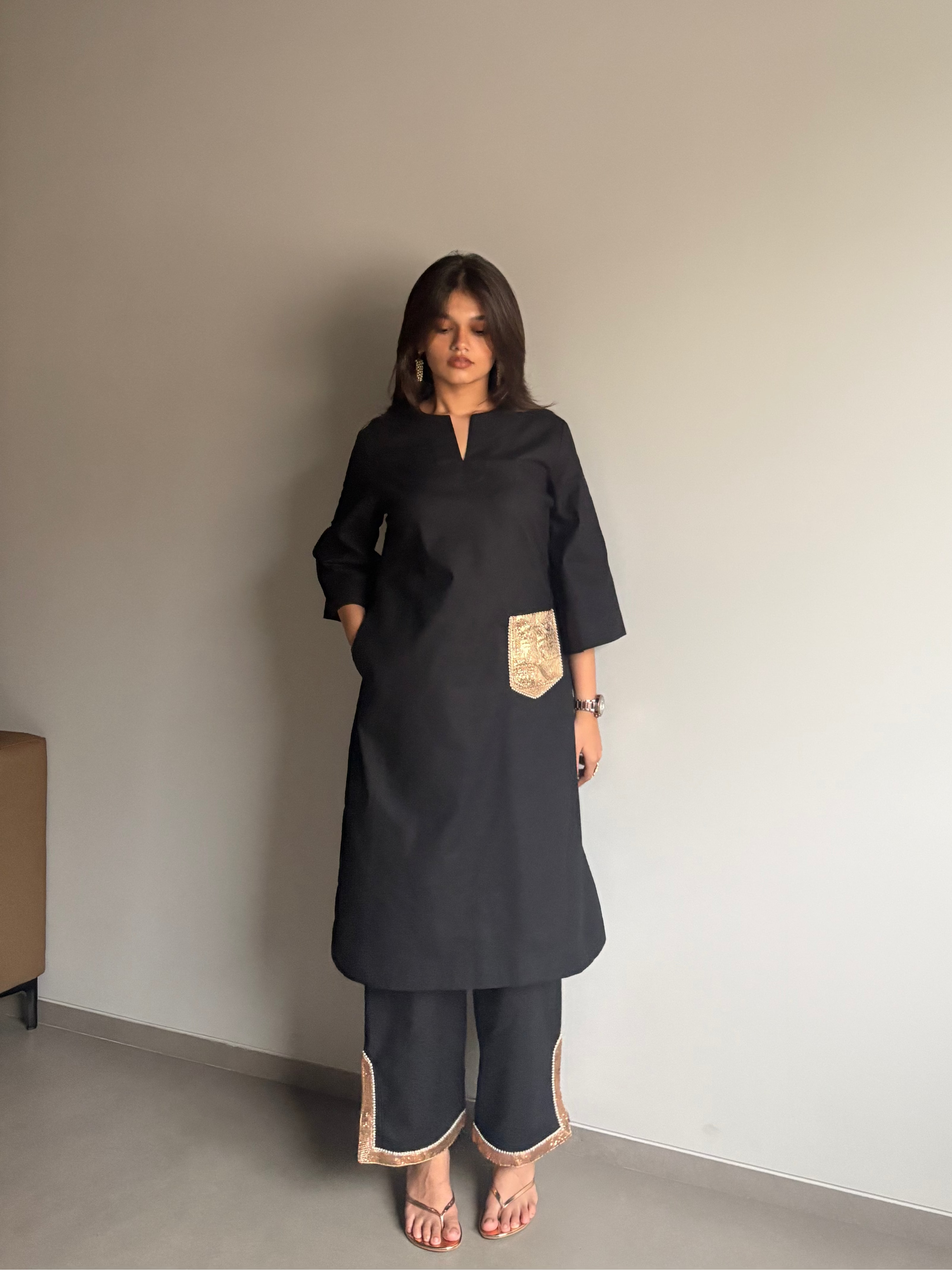 Kanak - Black Kurta Set with Gota Patti Detailing