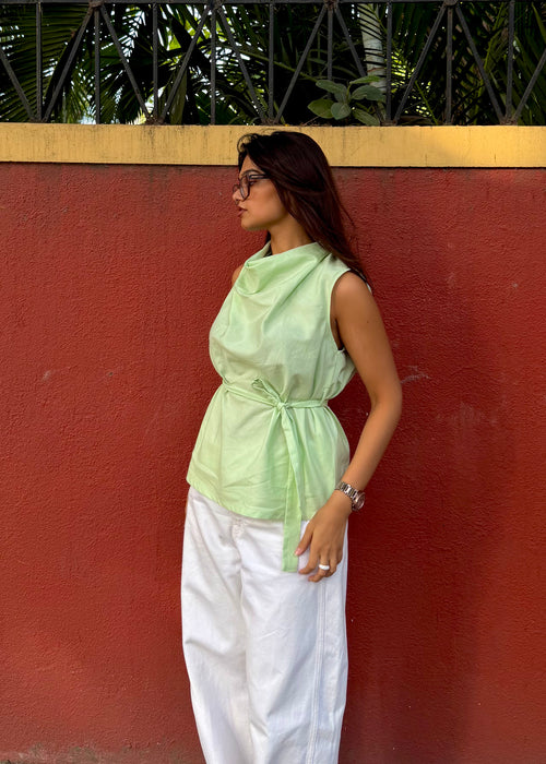Cowl Neck Top with Tie Detailing