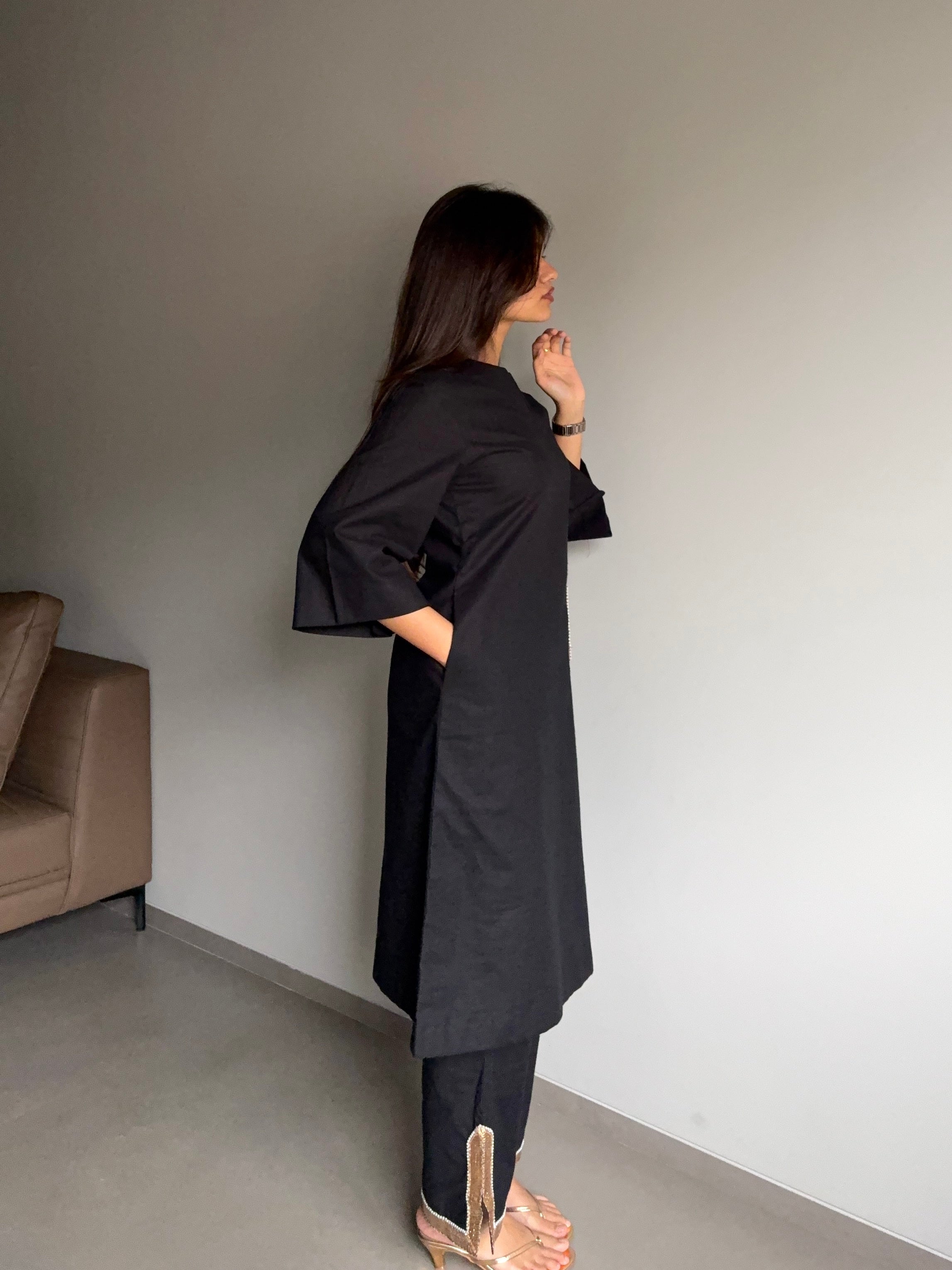 Kanak - Black Kurta Set with Gota Patti Detailing
