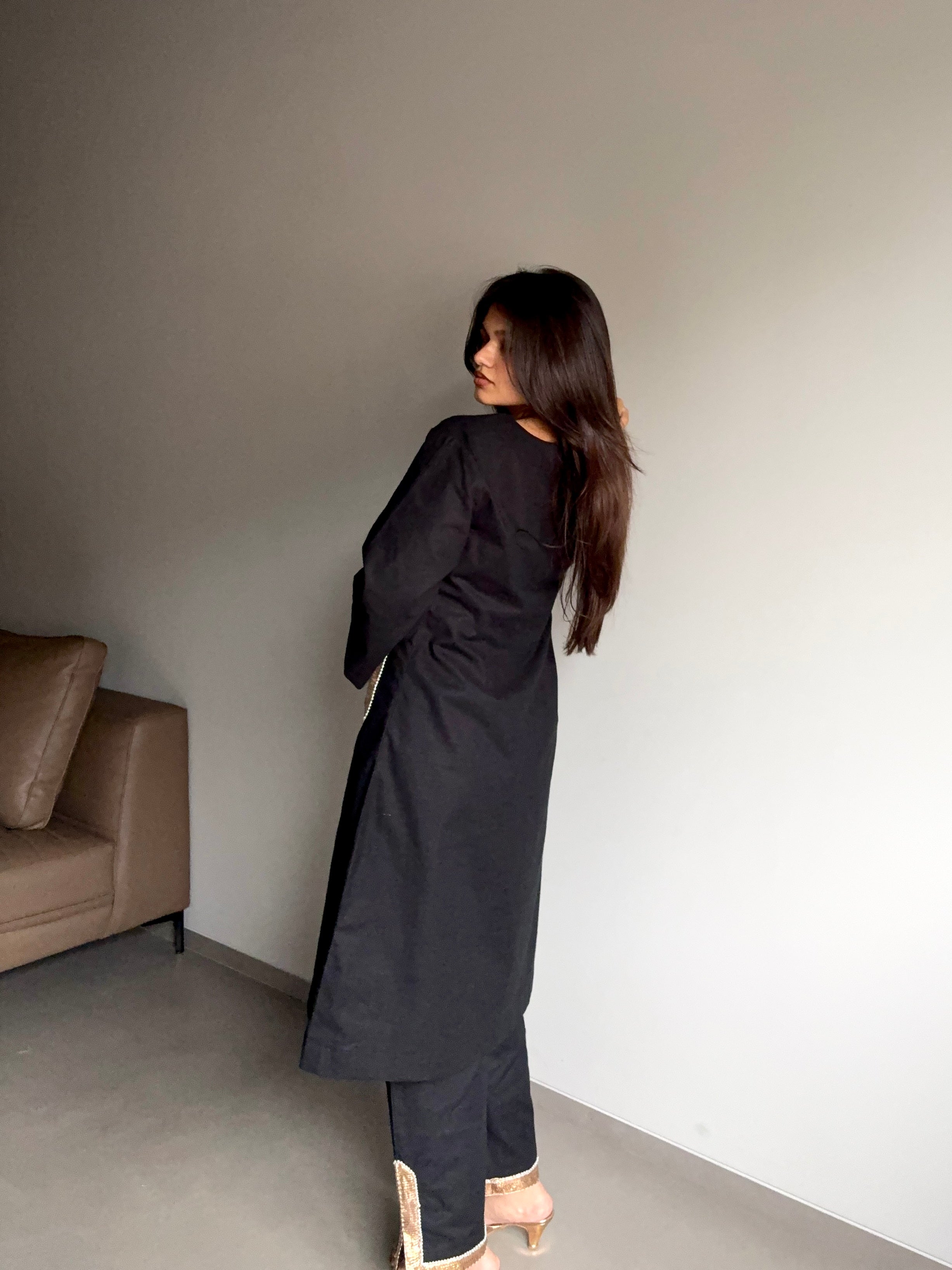Kanak - Black Kurta Set with Gota Patti Detailing