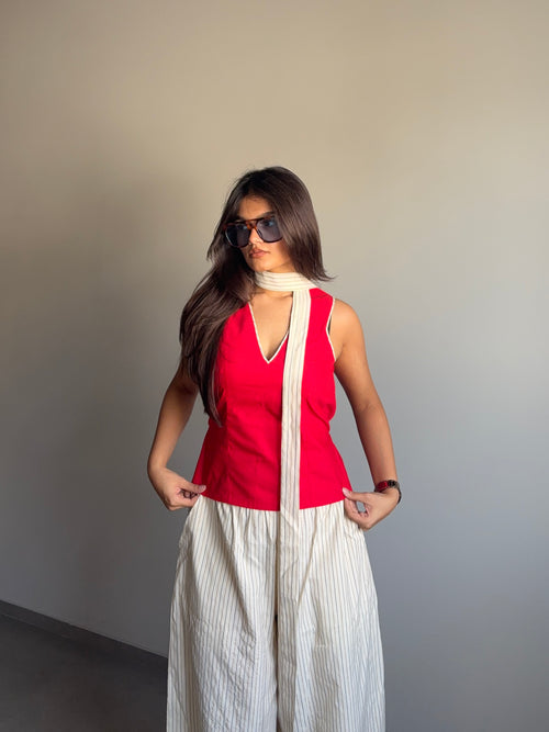 Rohini -Red Top with Tie