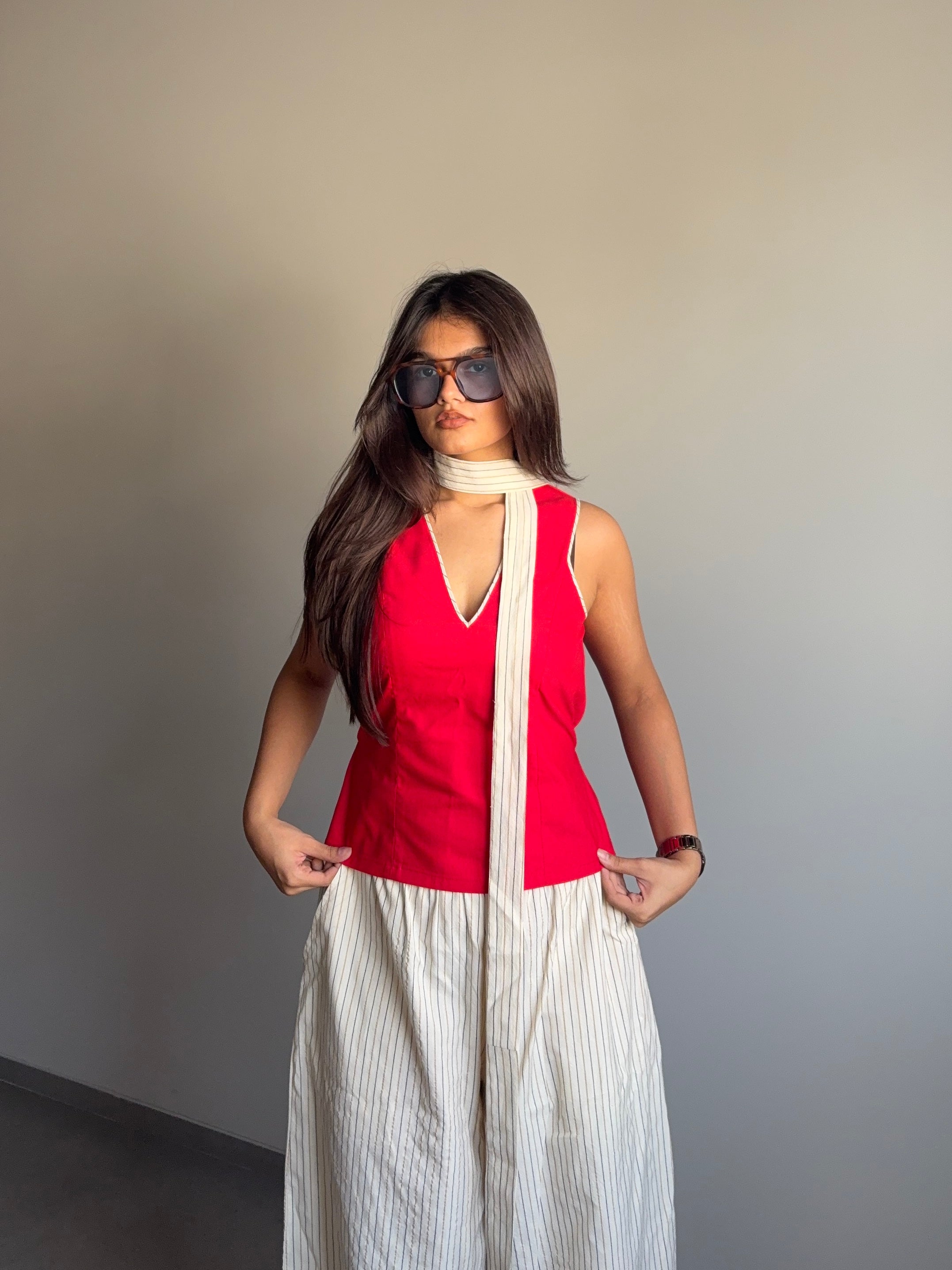 Rohini -Red Top with Tie