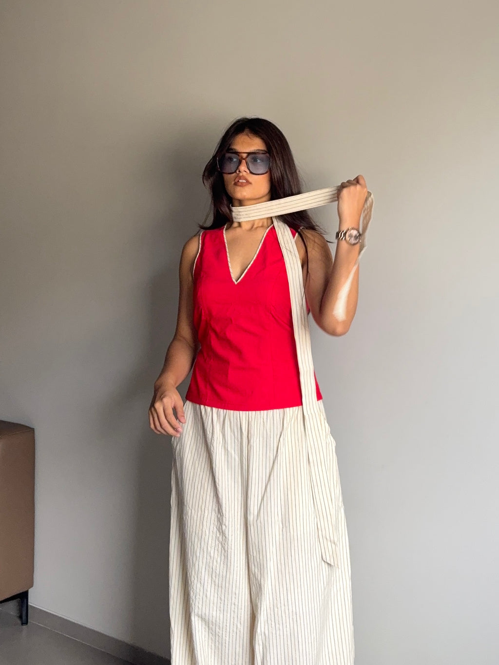 Rohini -Red Top with Tie