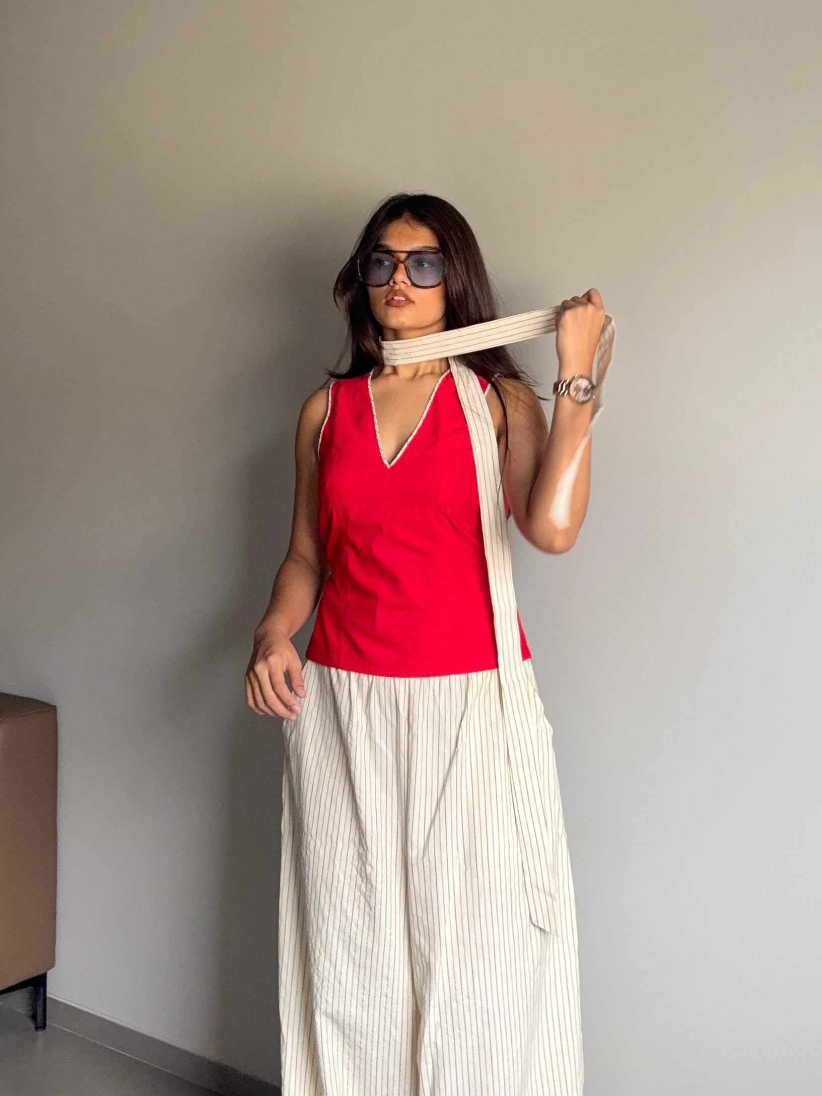 Rohini -Red Top with Tie