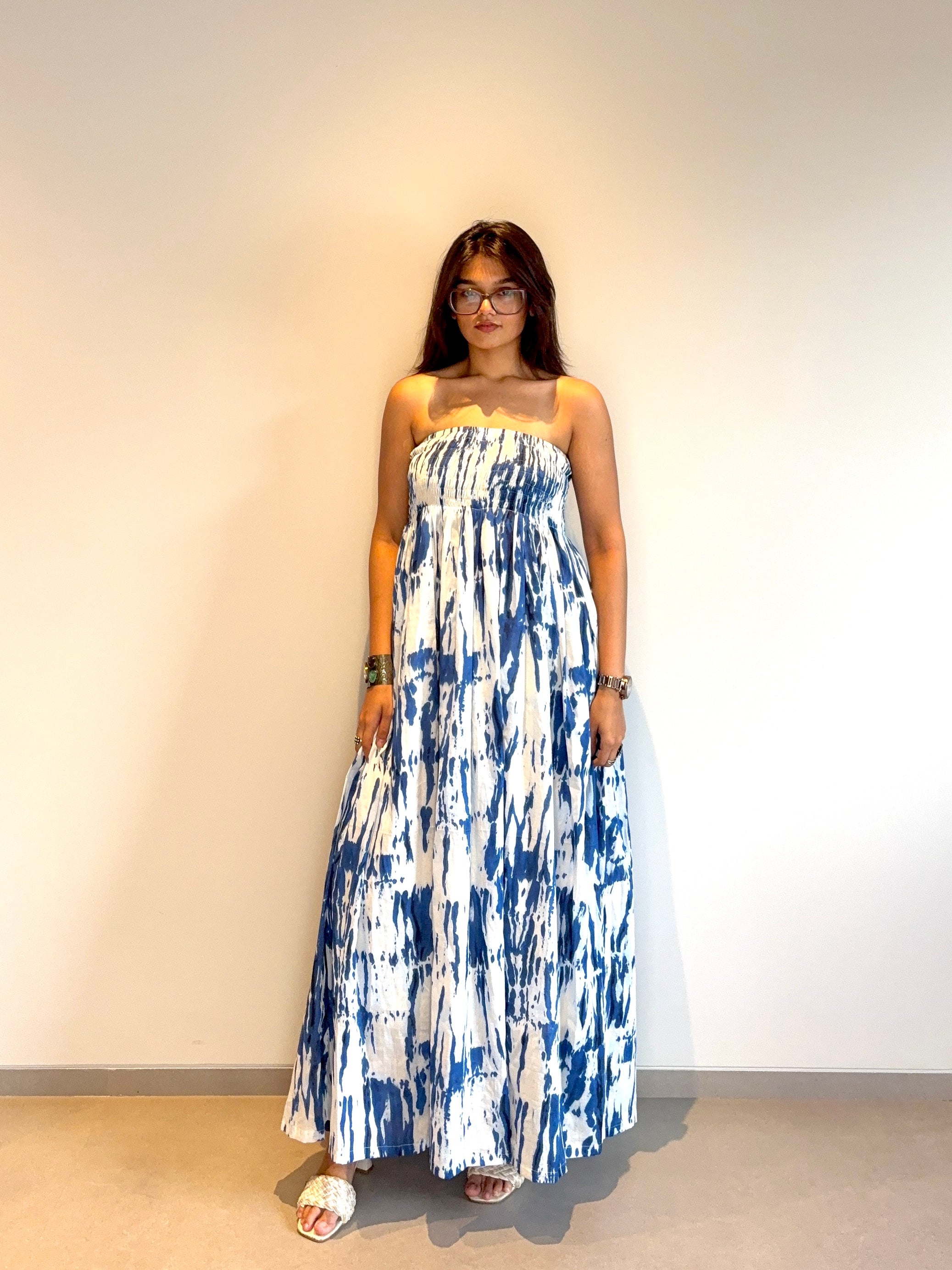 Blue Ruched Dress