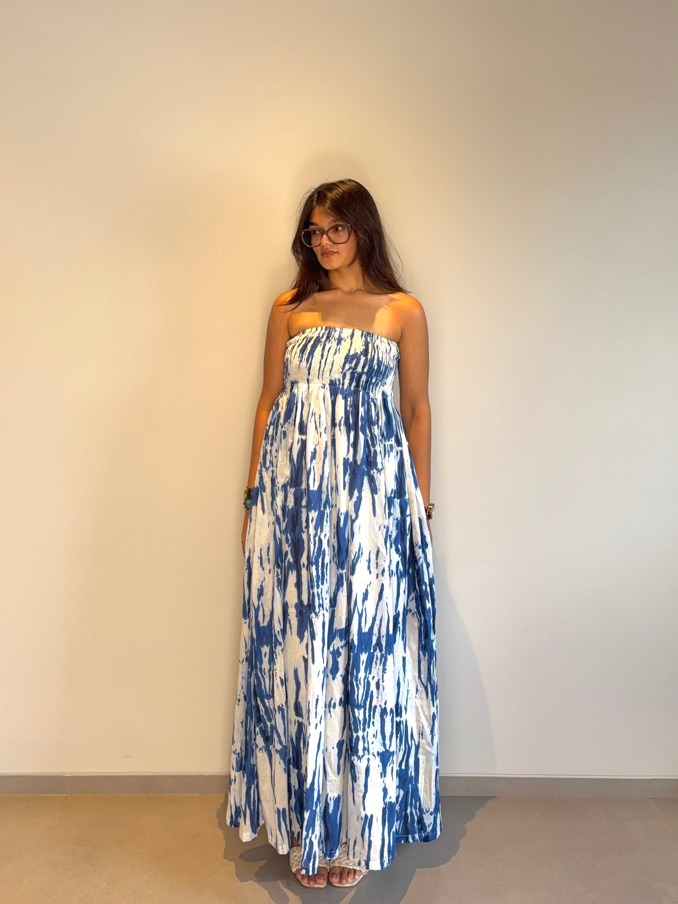 Blue Ruched Dress