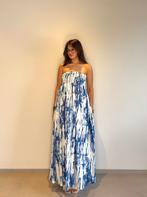 Blue Ruched Dress