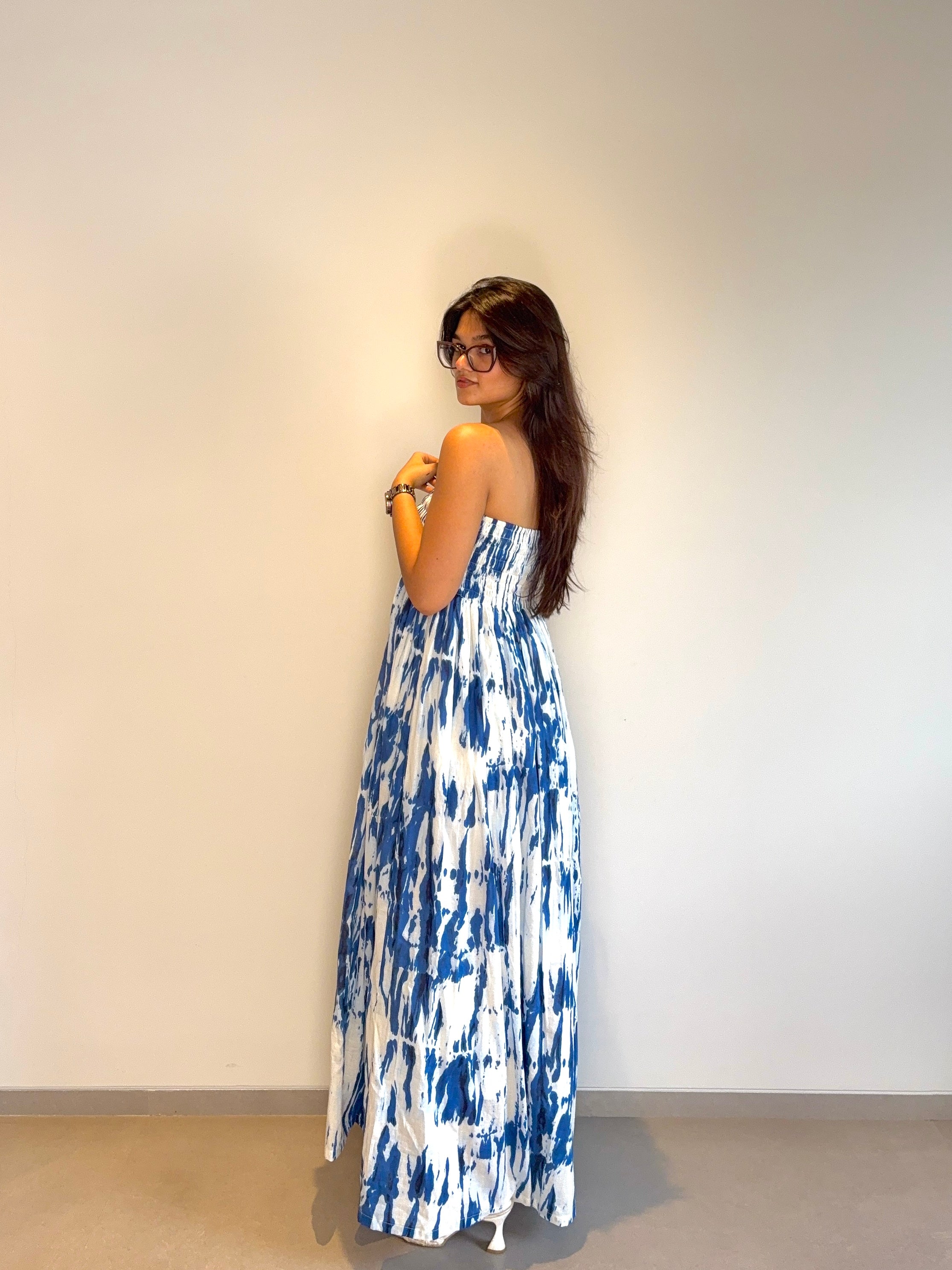 Blue Ruched Dress