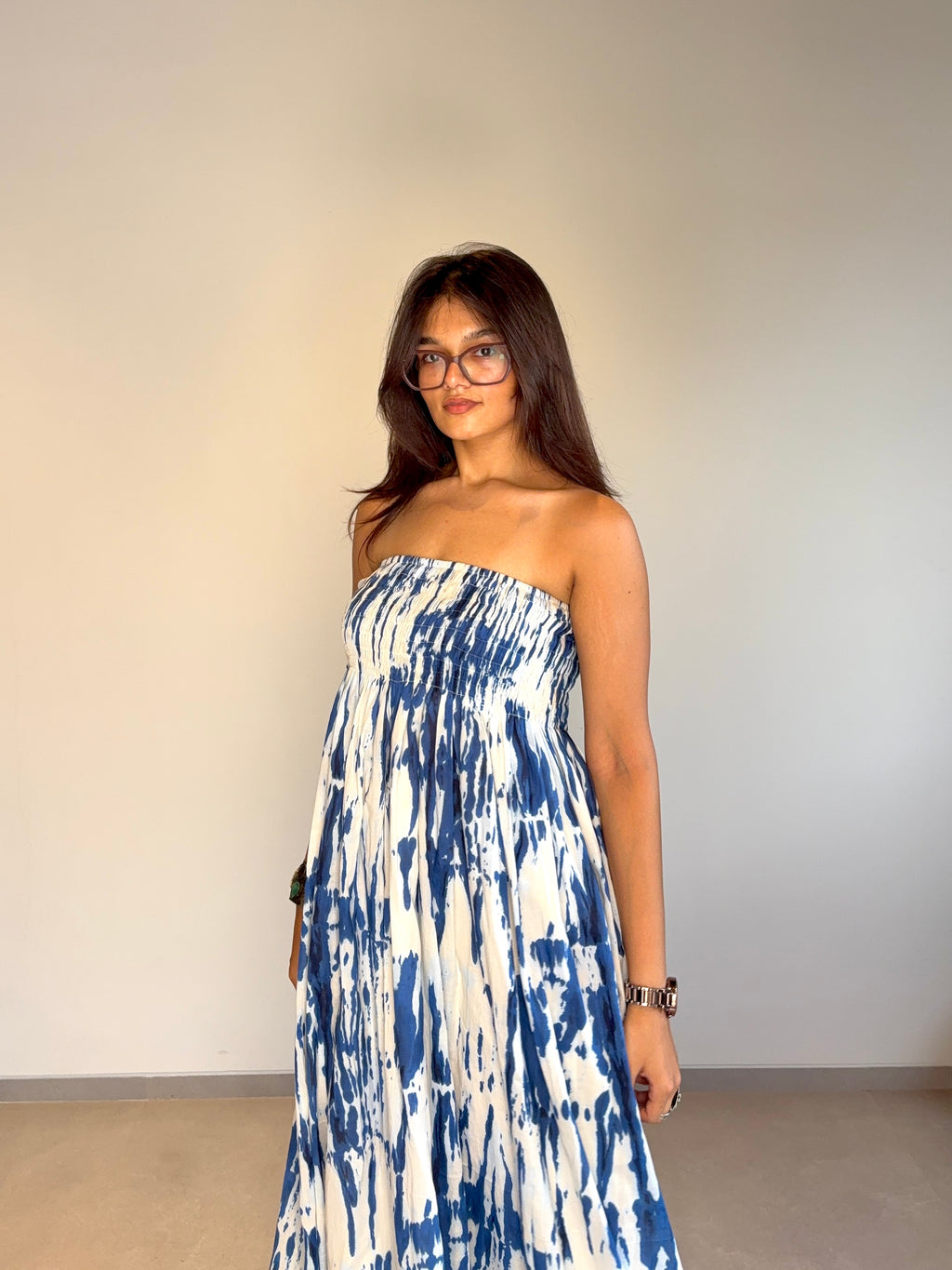 Blue Ruched Dress