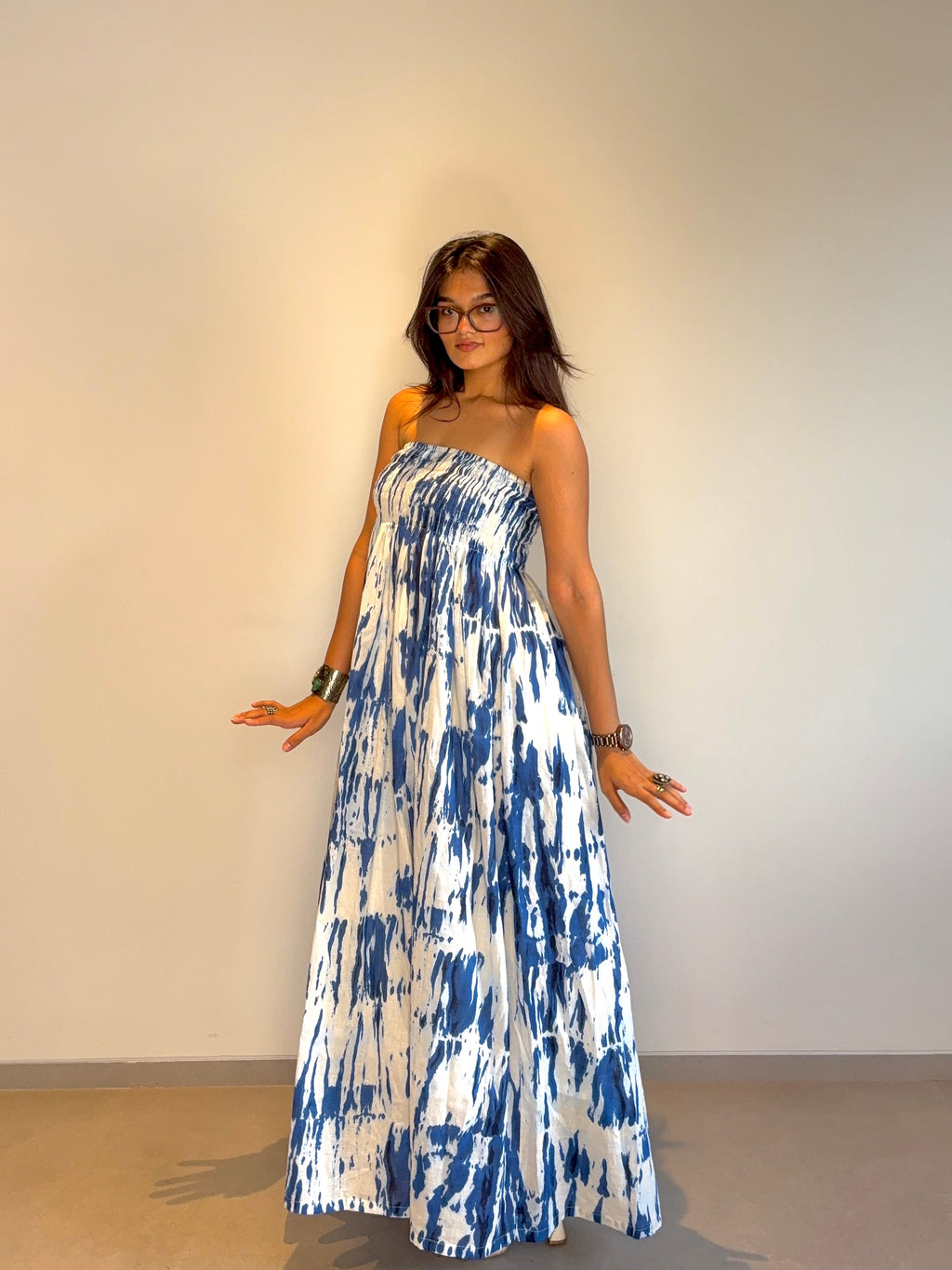 Blue Ruched Dress