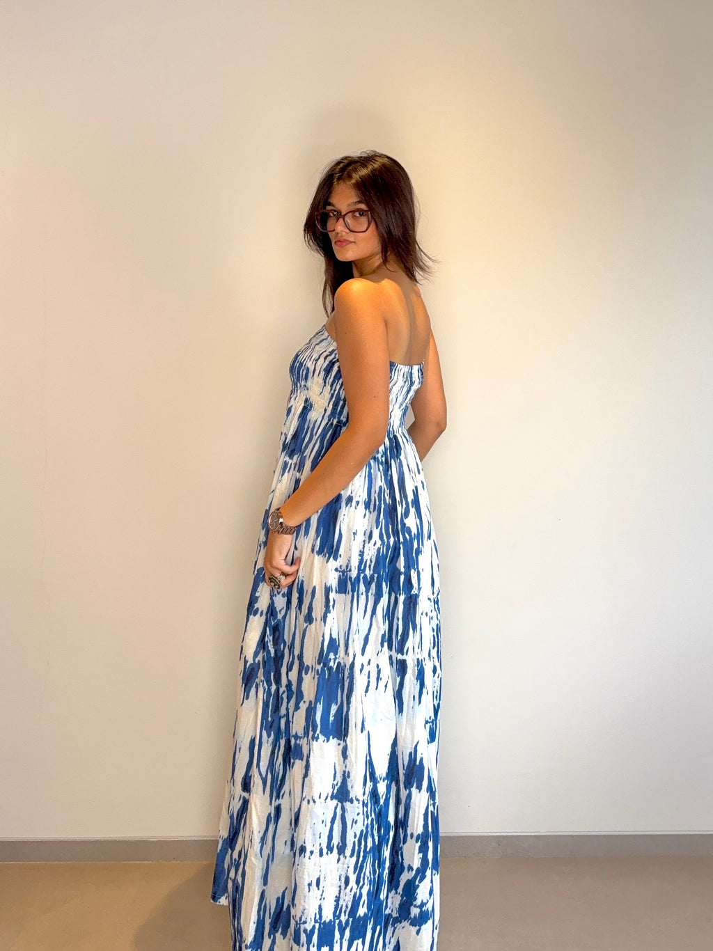 Blue Ruched Dress
