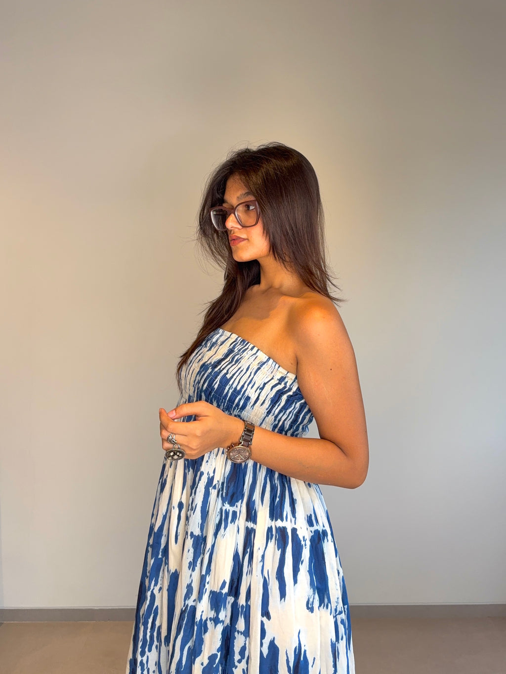 Blue Ruched Dress