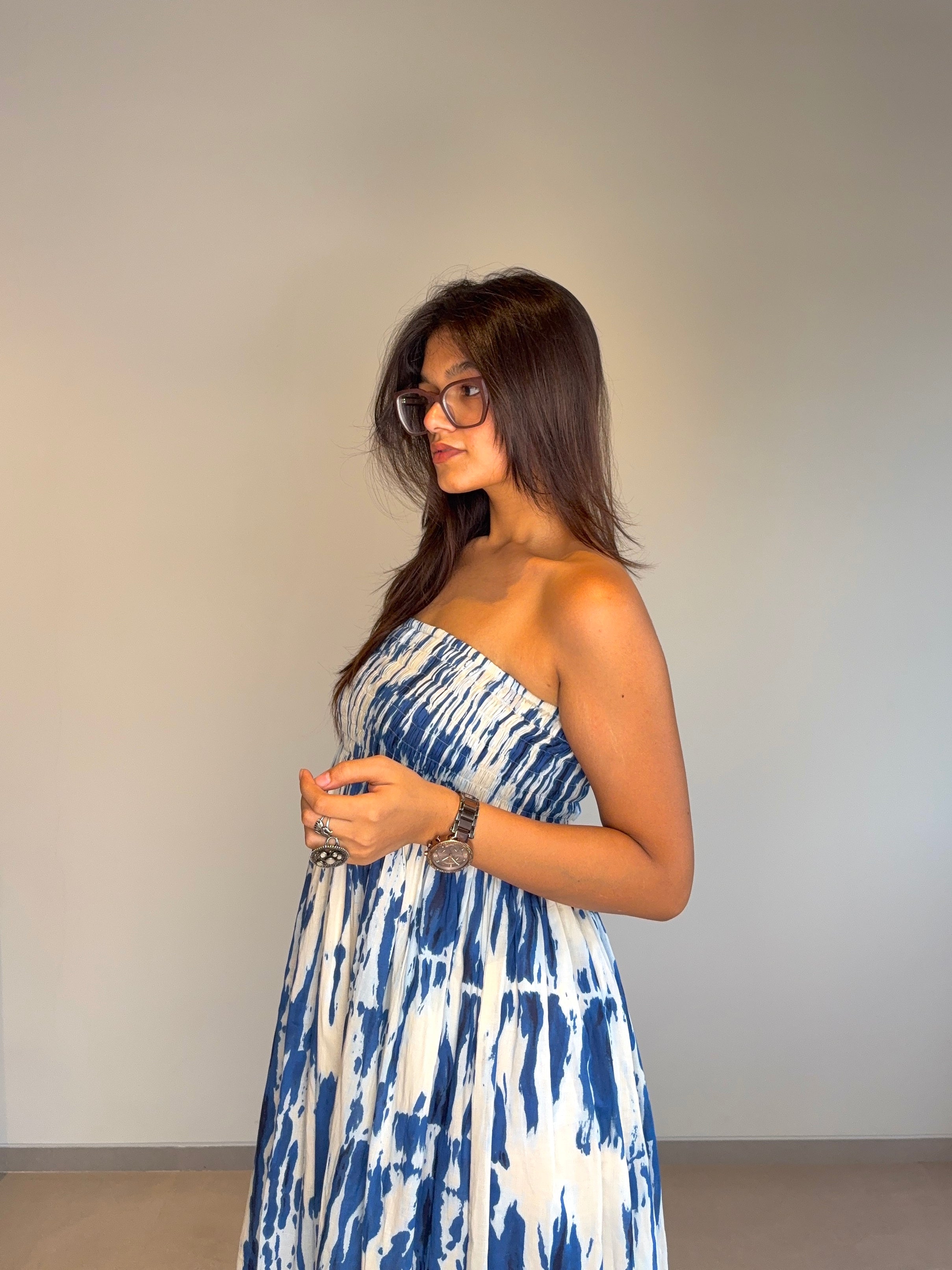 Blue Ruched Dress