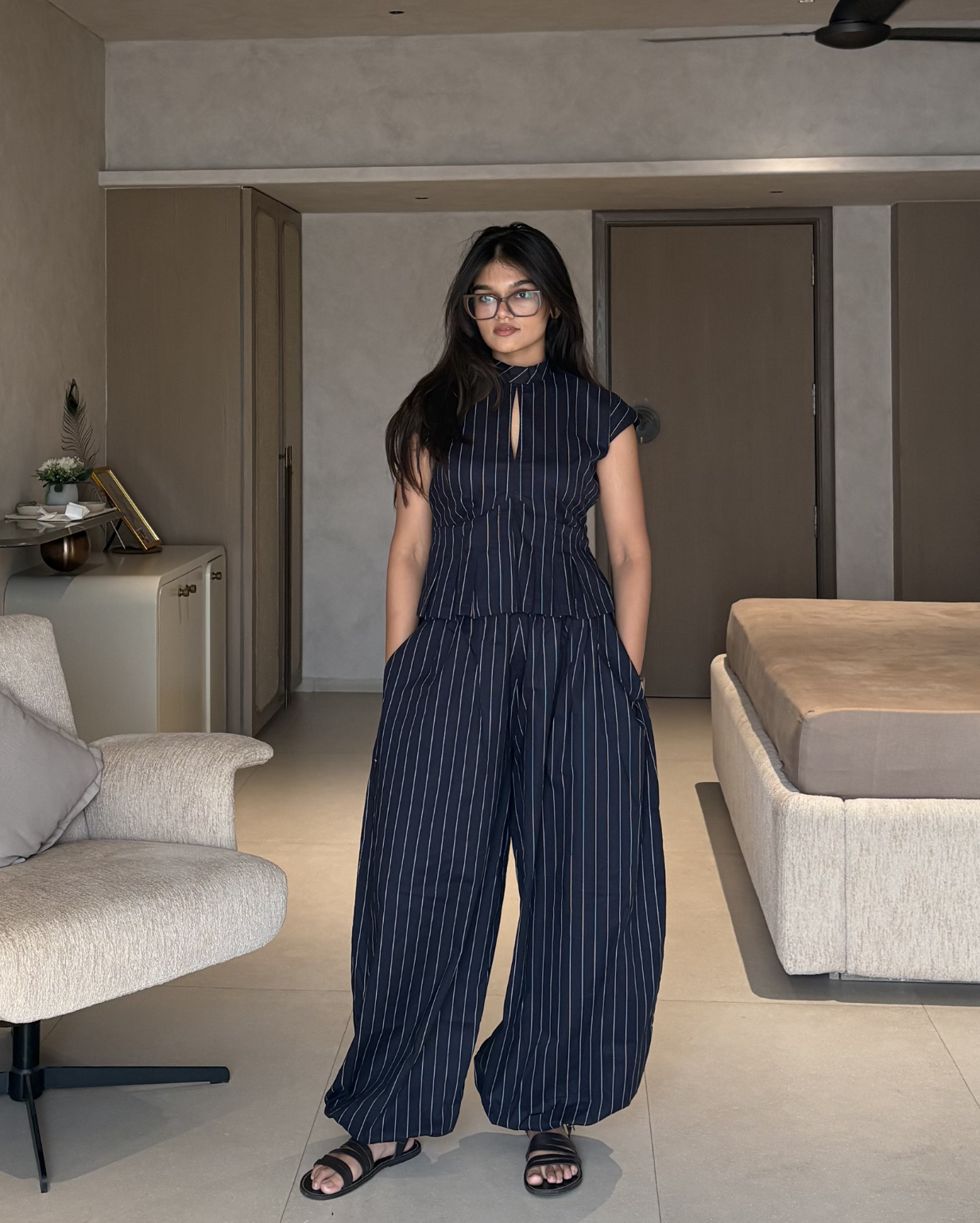 High Rise Striped Balloon Pants
