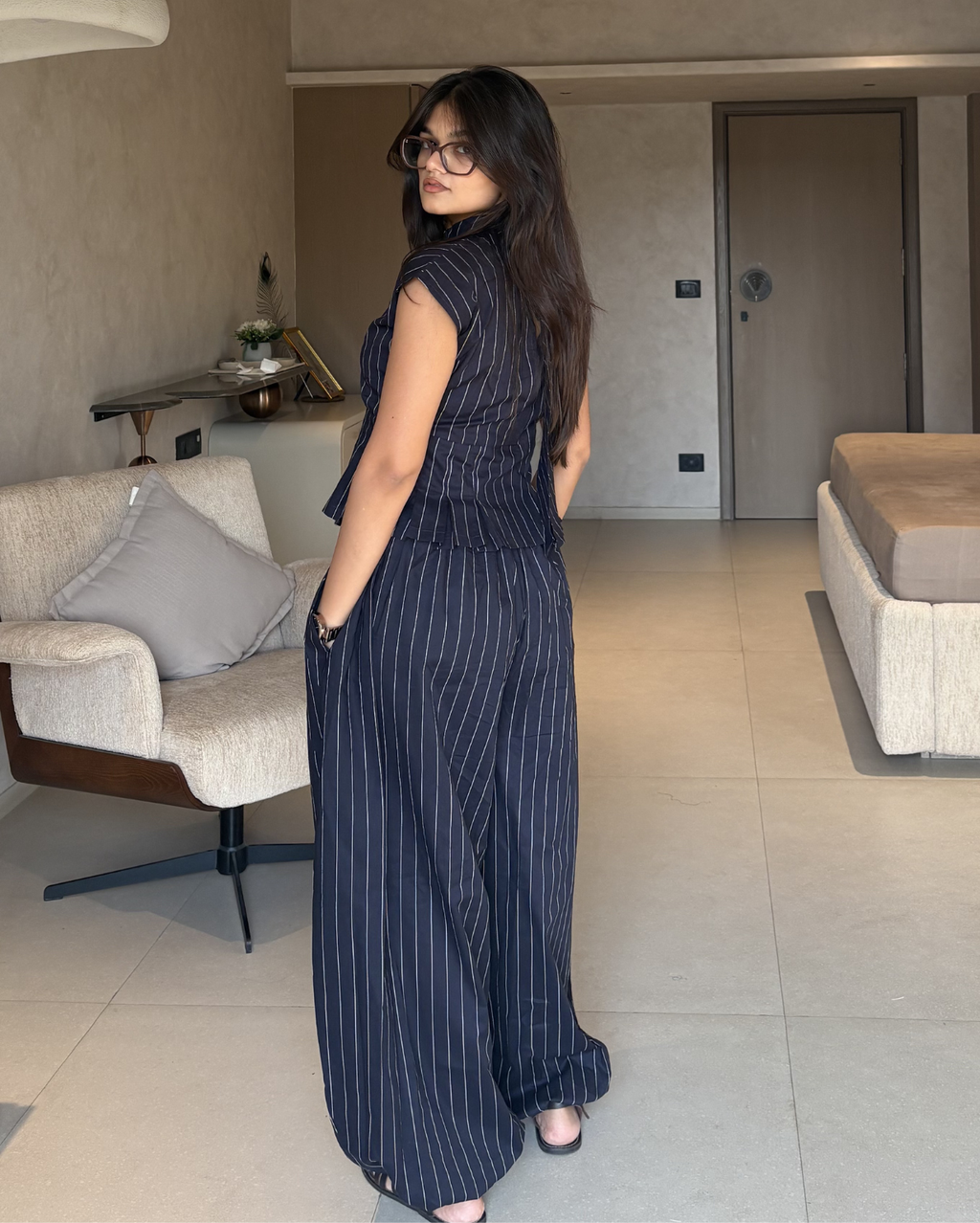 High Rise Striped Balloon Pants