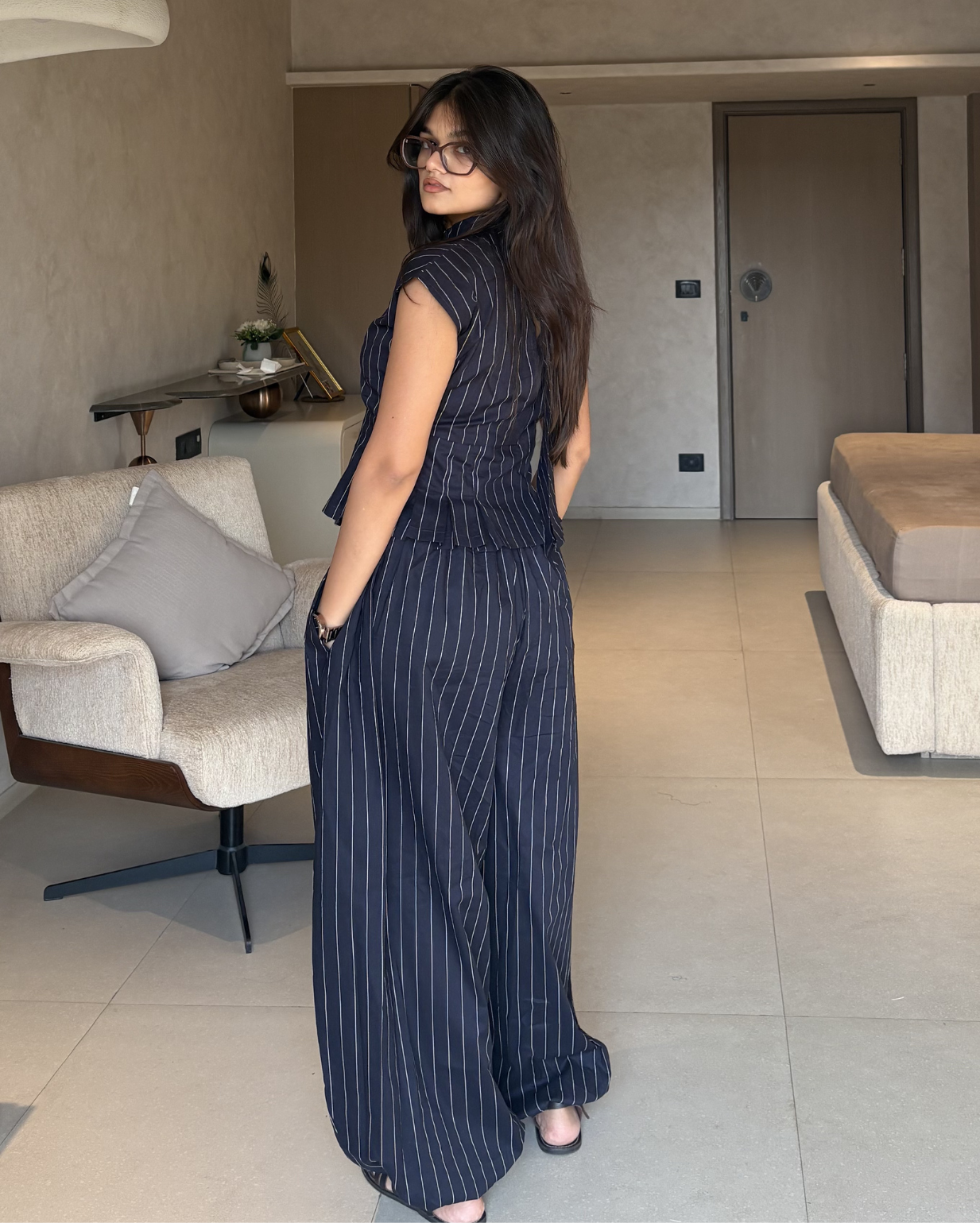 High Rise Striped Balloon Pants